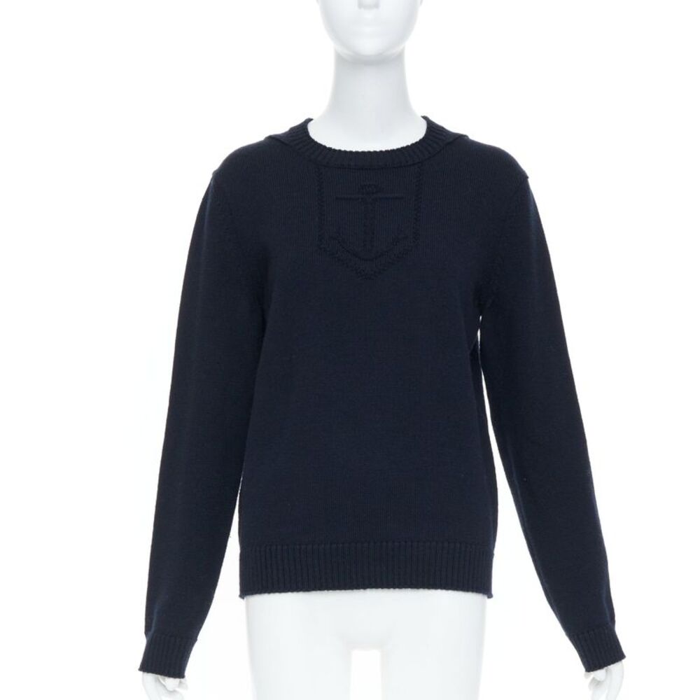 Saint Laurent 2018 Blue Anchor Crest Embroidered Pullover